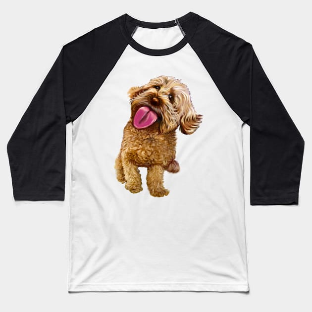 Cavapoo kisses, the best gift ideas for dog lovers 2022! Cute Cavapoo Cavoodle puppy dog licking with tongue out - cavalier king charles spaniel poodle, puppy love Baseball T-Shirt by Artonmytee